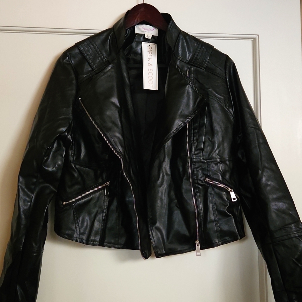 The Carissa Faux Leather Jacket in Black.